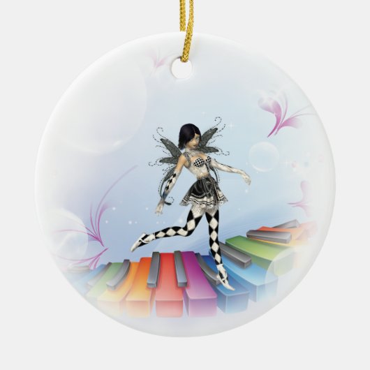 Musical Keyboard Faerie Vignette Keramisch Ornament (Voorkant)