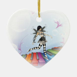 Musical Keyboard Faerie Vignette Keramisch Ornament