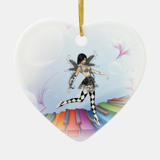 Musical Keyboard Faerie Vignette Keramisch Ornament (Voorkant)
