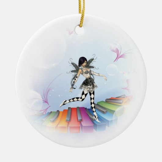 Musical Keyboard Faerie Vignette Keramisch Ornament (Voorkant)