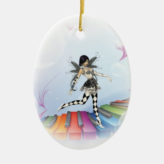 Musical Keyboard Faerie Vignette Keramisch Ornament (Voorkant)