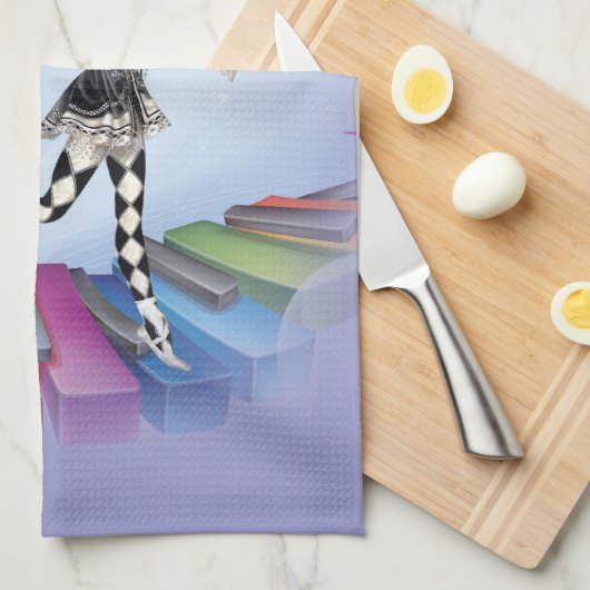 Musical Keyboard Faerie Vignette Theedoek (Quarter Fold)