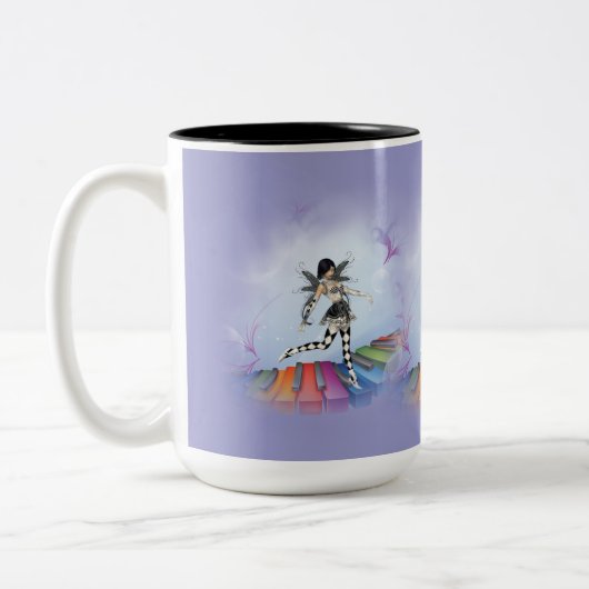 Musical Keyboard Faerie Vignette Tweekleurige Koffiemok (Links)