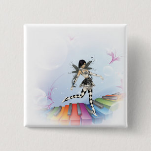 Musical Keyboard Faerie Vignette Vierkante Button 5,1 Cm