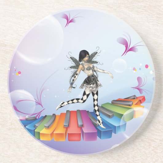 Musical Keyboard Faerie Zandsteen Onderzetter (Voorkant)