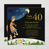 Musical Kokopelli 40th Birthday Party Kaart (Voorkant / Achterkant)