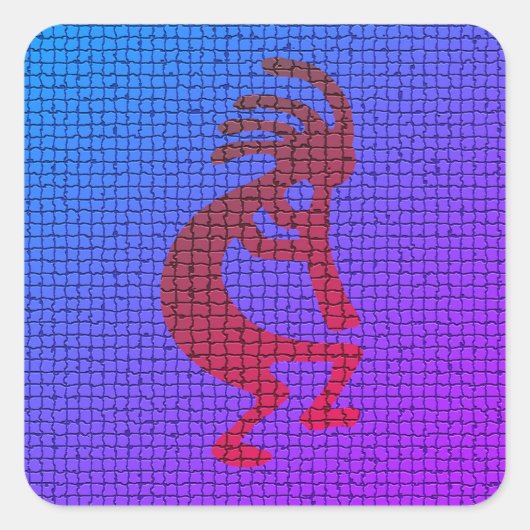 Musical Kokopelli Southwest Symbol Tiles Pattern Vierkante Sticker (Voorkant)