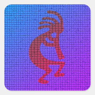 Musical Kokopelli Southwest Symbol Tiles Pattern Vierkante Sticker