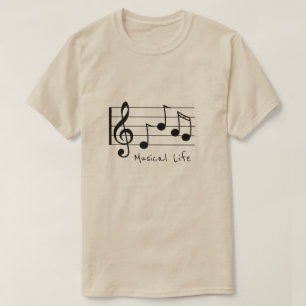 Musical Life slogan Musical notes treble cleet T-shirt