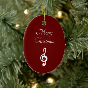 Musical Merry Kersttreble Clean Elegant Red Keramisch Ornament