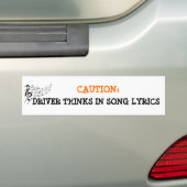 Musical Mind Driver Warning Sign - Funny Song Bumpersticker (Op auto)