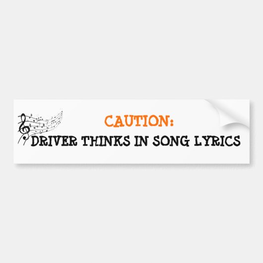 Musical Mind Driver Warning Sign - Funny Song Bumpersticker (Voorkant)