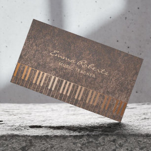 Musical Modern Copper Music Gold Piano Keys Visitekaartje