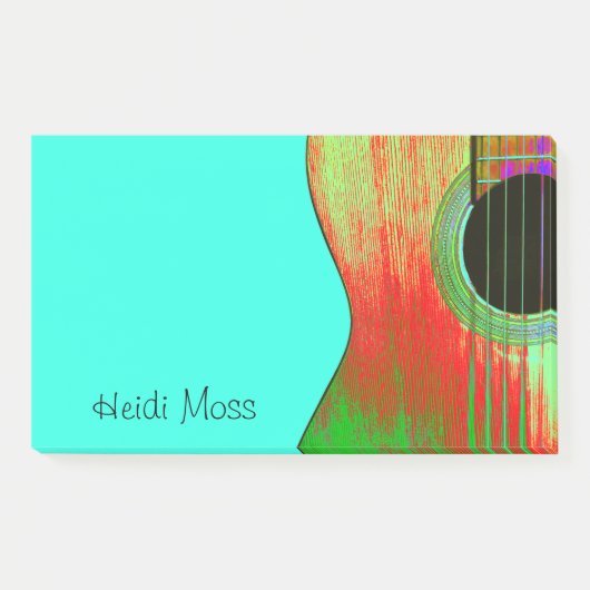 Musical Monogram Blauwgroen Green Guitar Post-it® Notes (Voorkant)