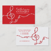 Musical Music Treble Love Red Hearts Artist Song Visitekaartje (Voorkant / Achterkant)