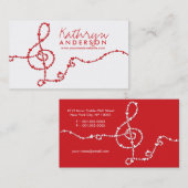 Musical Music Treble Love Red Hearts Artist Song Visitekaartje (Voorkant / Achterkant)