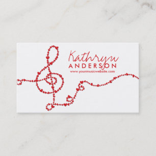 Musical Music Treble Love Red Hearts Artist Song Visitekaartje