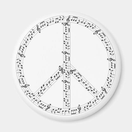 Musical Muzieknoten Peace Sign Hippie Magnet (Voorkant)