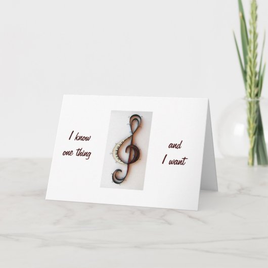 MUSICAL NOTE CARD ZEGT: "IK HOOP VAN JE" KAART (Voorkant)