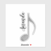 Musical Note Houndstooth Pattern Monogramed Sticker (Vel)