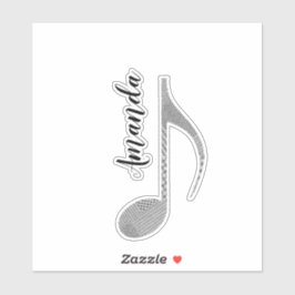 Musical Note Houndstooth Pattern Monogramed Sticker