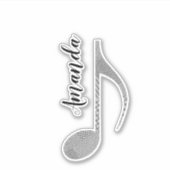 Musical Note Houndstooth Pattern Monogramed Sticker (Voorkant)