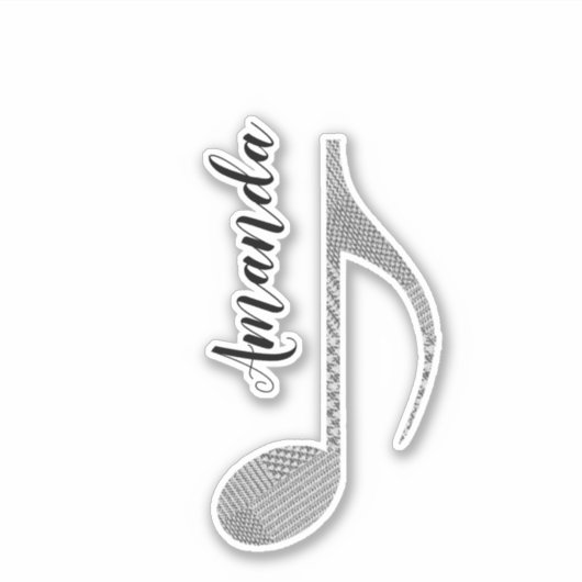 Musical Note Houndstooth Pattern Monogramed Sticker (Voorkant)