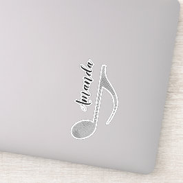 Musical Note Houndstooth Pattern Monogramed Sticker