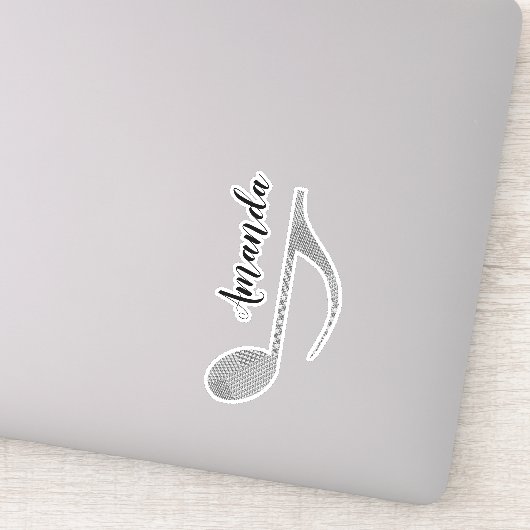 Musical Note Houndstooth Pattern Monogramed Sticker (Detail)