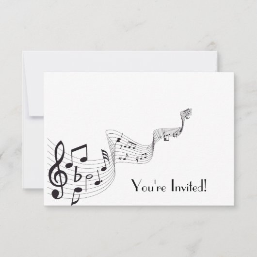 Musical Note Invitation Card RSVP Kaartje (Voorkant)