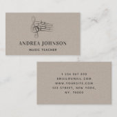 Musical Note Kraft Paper Minimalist Teacher Music Visitekaartje (Voorkant / Achterkant)