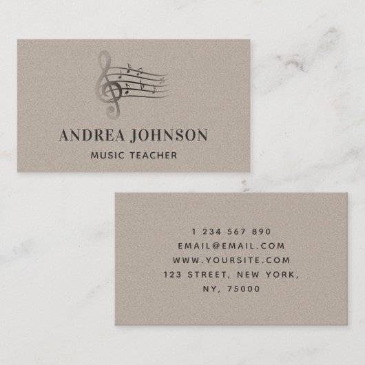 Musical Note Kraft Paper Minimalist Teacher Music Visitekaartje (Voorkant / Achterkant)