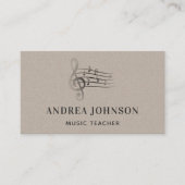 Musical Note Kraft Paper Minimalist Teacher Music Visitekaartje (Voorkant)