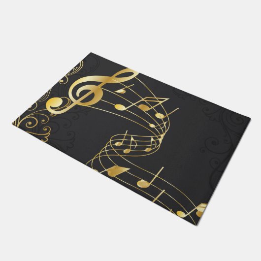 Musical Note Luxe Grijs Goud Deurmat (Schuin)