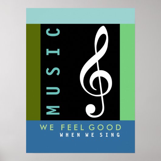 musical note, treble clef, music inspired poster (Voorkant)