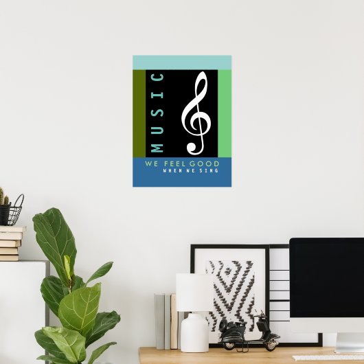musical note, treble clef, music inspired poster (Thuiskantoor)