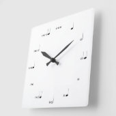 MUSICAL NOTE WALL CLOCK BLACK EN WHITE VIERKANTE KLOK (Hoek)