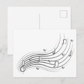 Musical note wave, black line clipart aankondigingskaart (Voorkant / Achterkant)