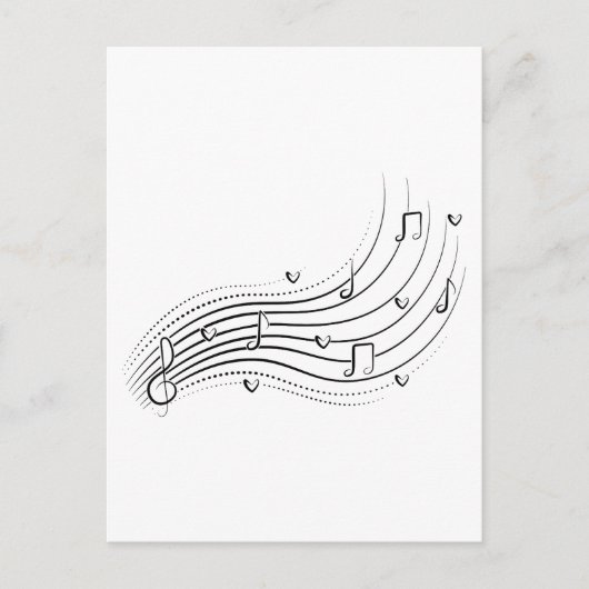 Musical note wave, black line clipart briefkaart (Voorkant)