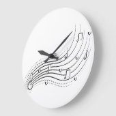 Musical note wave, black line clipart grote klok (Hoek)