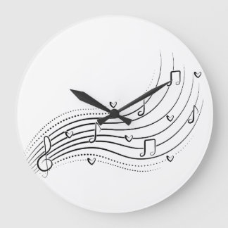 Musical note wave, black line clipart grote klok