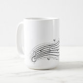 Musical note wave, black line clipart koffiemok (Voorkant links)