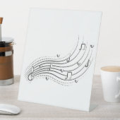 Musical note wave, black line clipart reclamebord met voetstuk (Insitu)