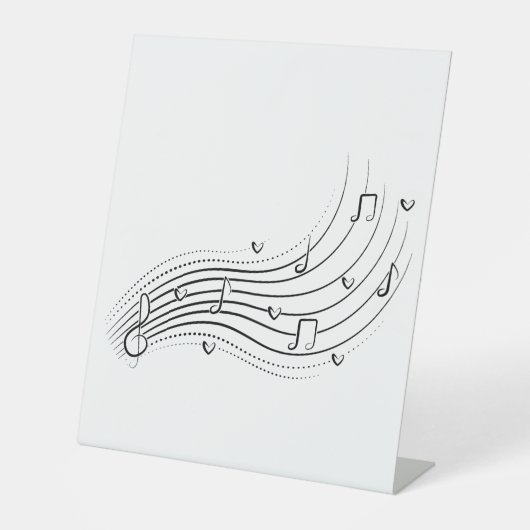 Musical note wave, black line clipart reclamebord met voetstuk (Voorkant)