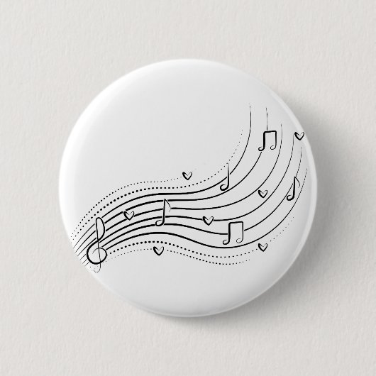 Musical note wave, black line clipart ronde button 5,7 cm (Voorkant)