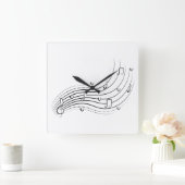 Musical note wave, black line clipart vierkante klok (Huis)