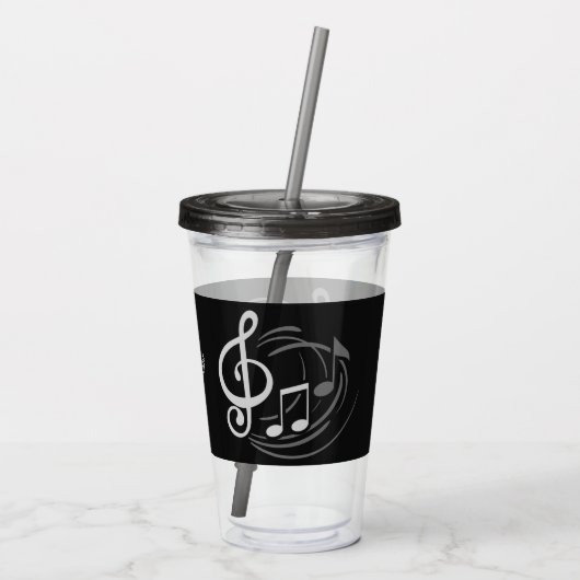 Musical Notes, aangepaste naam tumblers Acryl Drinkbeker (Achterkant)