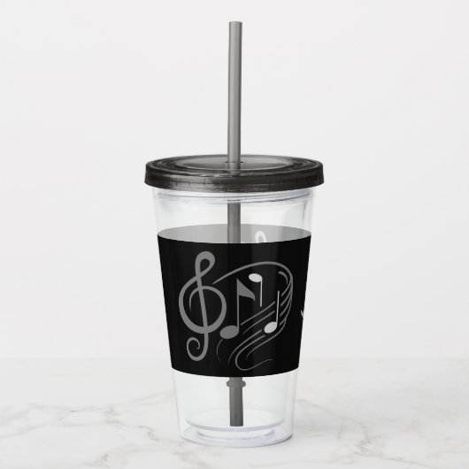 Musical Notes, aangepaste naam tumblers Acryl Drinkbeker (Voorkant)