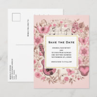 Musical Notes and Flowers  Save the Date