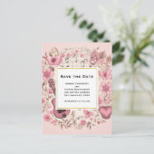 Musical Notes and Flowers Save the Date Uitnodiging Briefkaart (Staand voorkant)